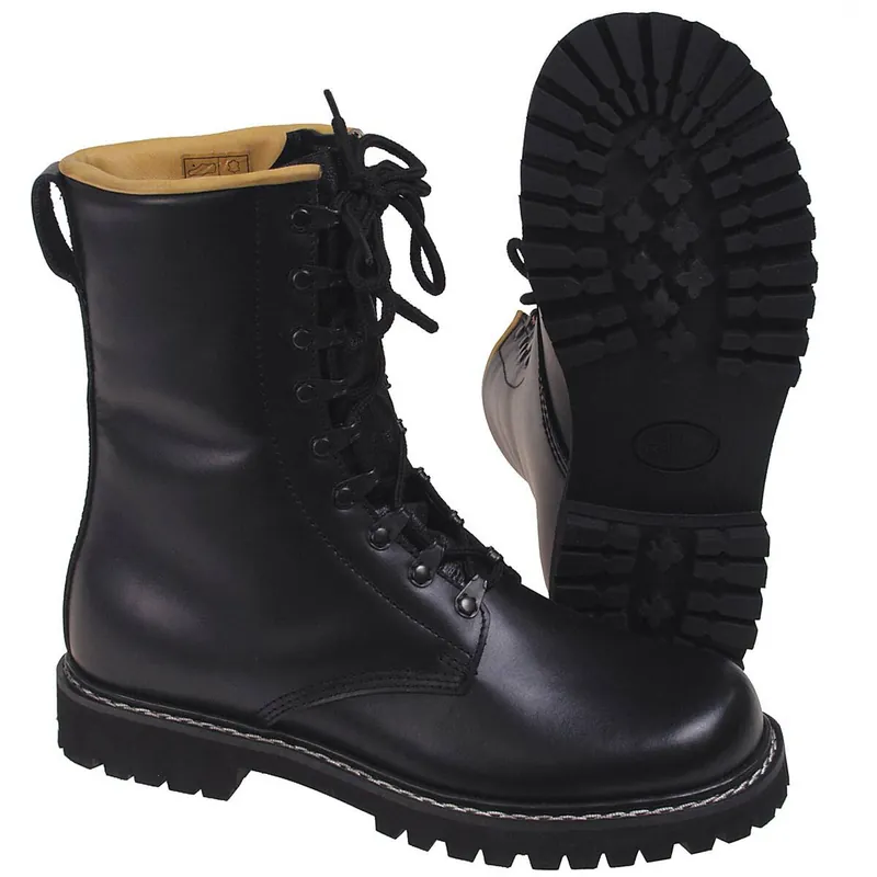 Rabatt Kampfstiefel Vollleder schwarz