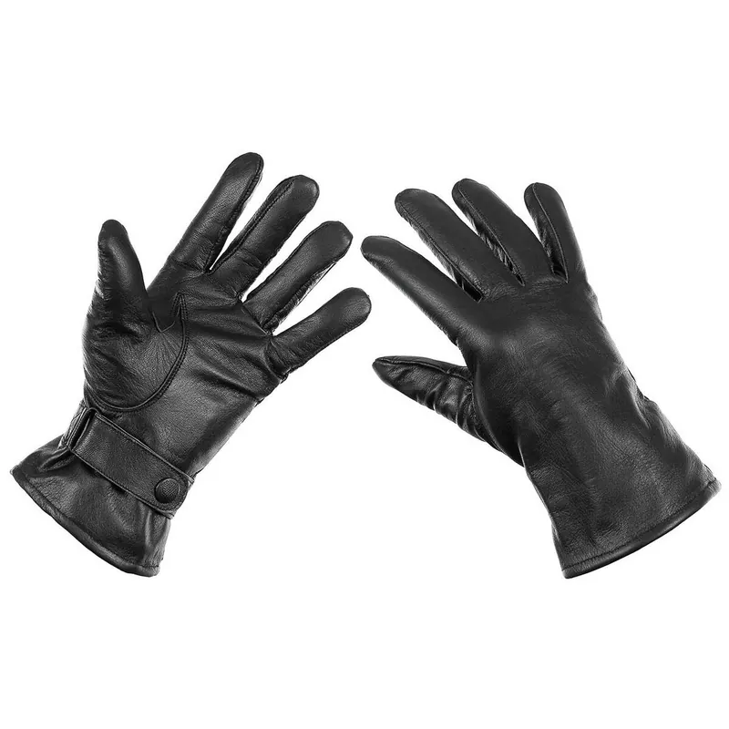 BW Lederhandschuhe gefuettert schwarz Expressversand