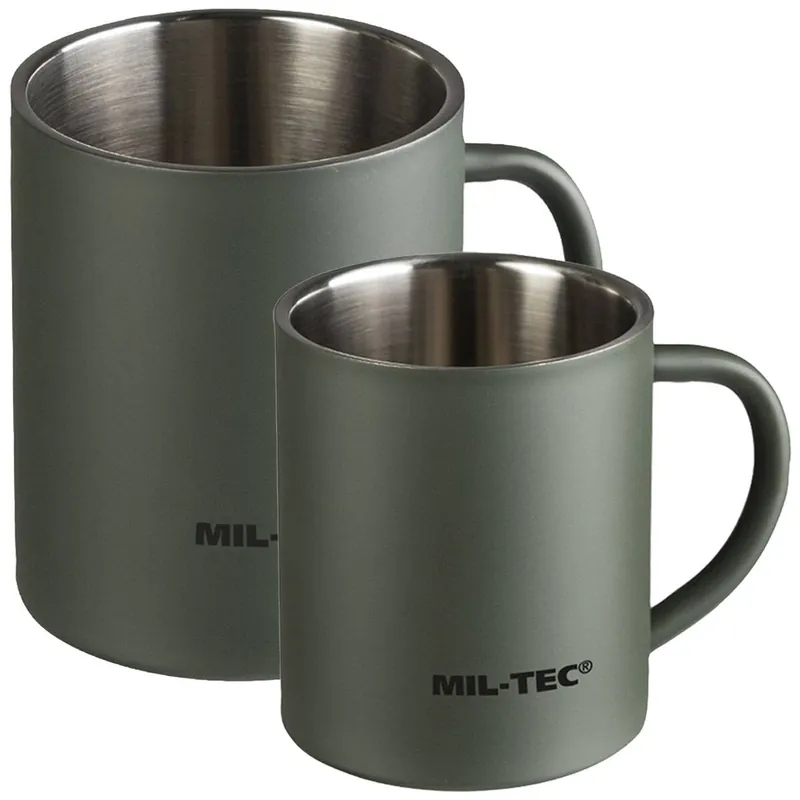 Neu Tasse Edelstahl doppelwandig oliv versch. Größen