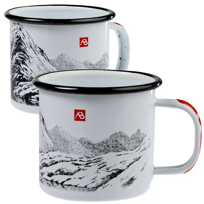 Kracherpreis Emaille Tasse mit Bergmotiv versch. Größen