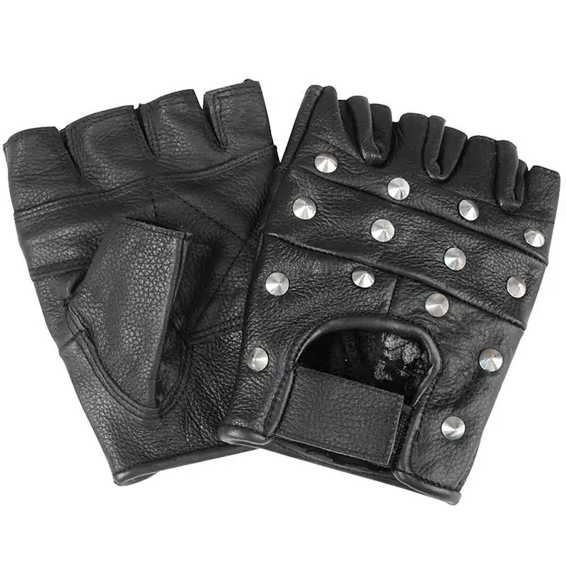 Biker Fingerlinge, Lederhandschuhe mit Nieten Preisreduziert