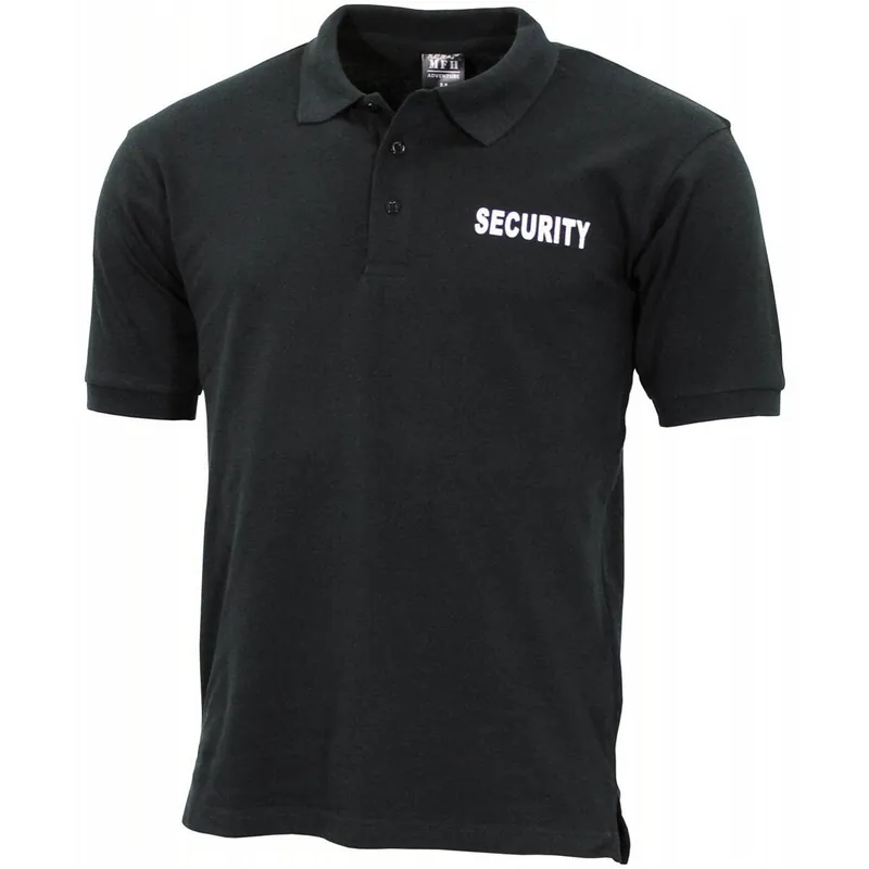 Markenware Security Poloshirt schwarz mit Druck
