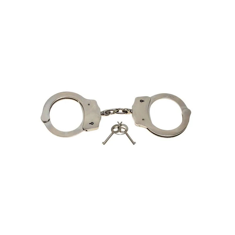 Handschellen mit Kette schwer, Stahl vernickelt Neue Ware