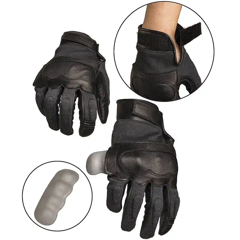 Taktische Handschuhe Leder/Aramid schwarz Expressversand