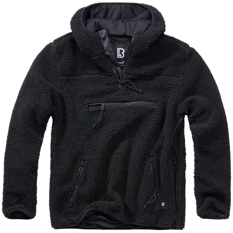 Beliebt Teddyfleece Pullover mit Kapuze schwarz