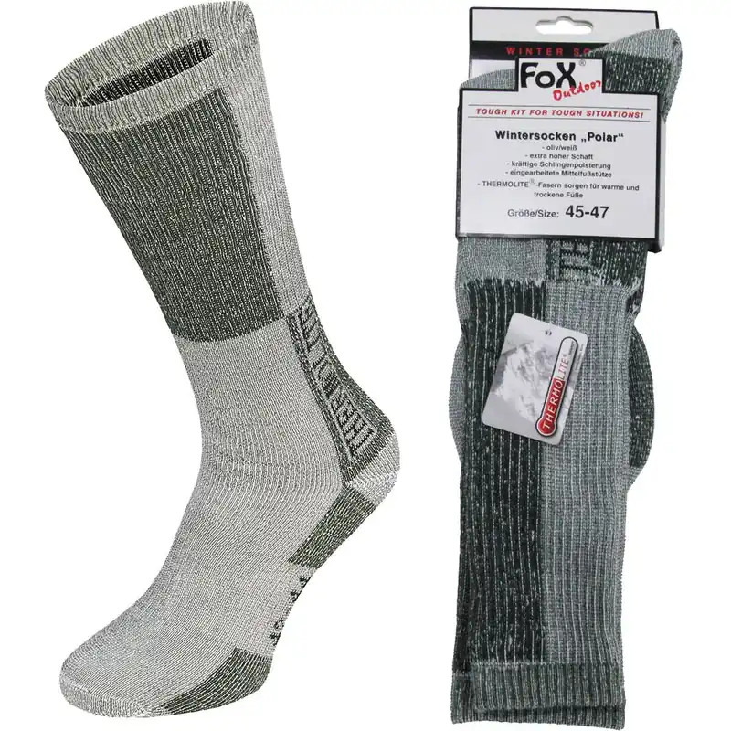 Wintersocken POLAR oliv-weiß Solange Der Vorrat Reicht