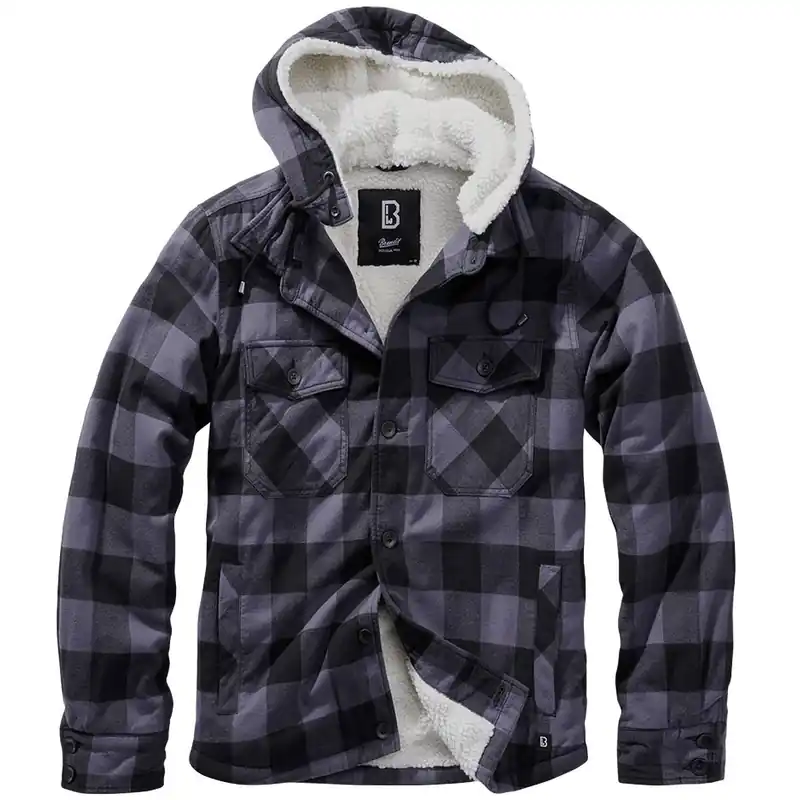 Heißes Angebot Hooded Lumberjacket schwarz-grau