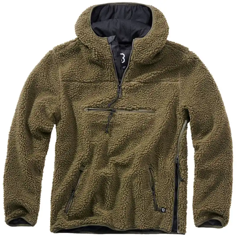 Teddyfleece Pullover mit Kapuze oliv Mega-Angebot