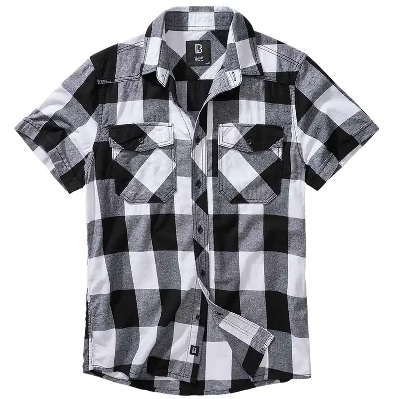 Online Kaufen Checkshirt kurzarm weiß-schwarz