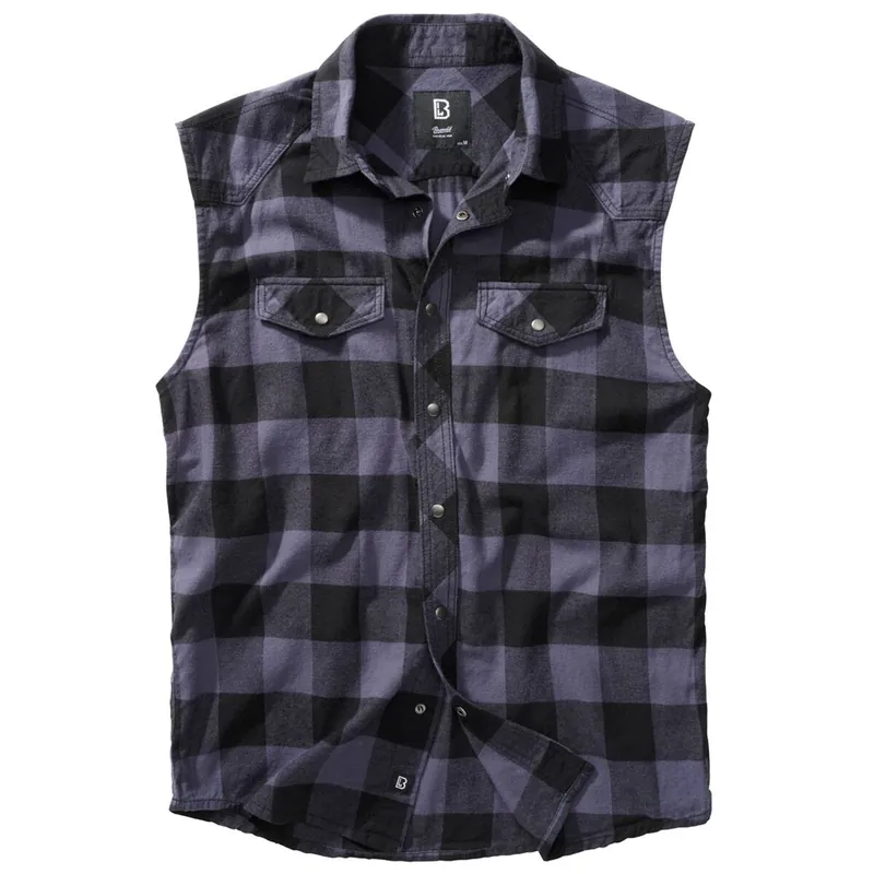 Checkshirt ärmellos schwarz-grau Highlight