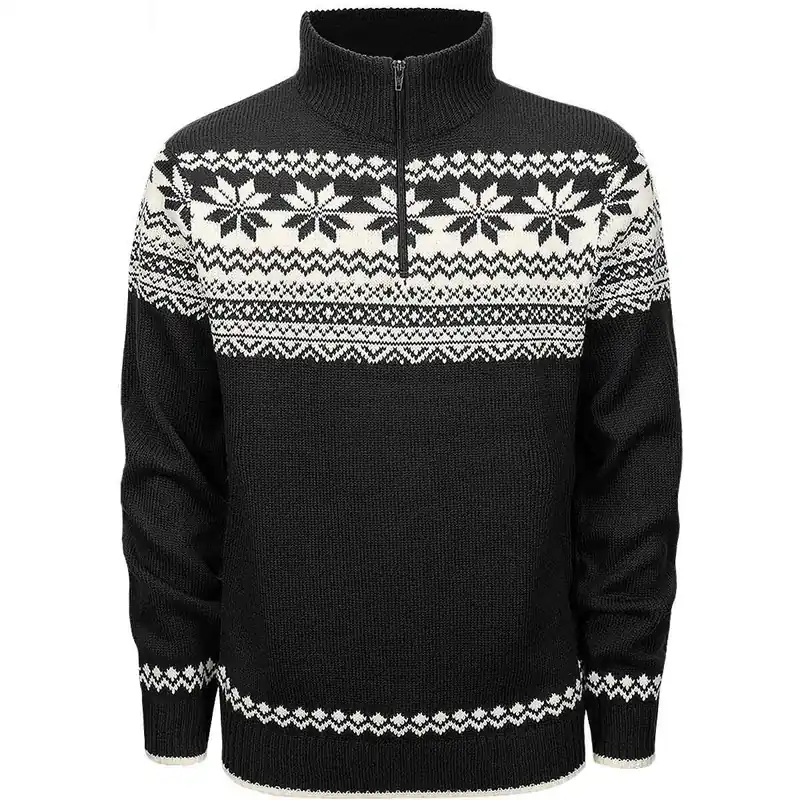 Bestpreis Norweger Pullover Troyer schwarz