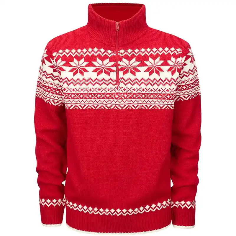 Solange Der Vorrat Reicht Norweger Pullover Troyer rot