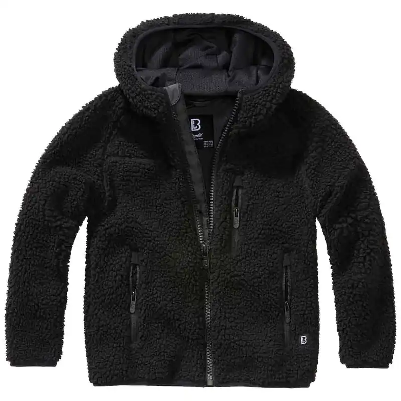 Kinder Teddyfleece Jacke schwarz Abverkauf