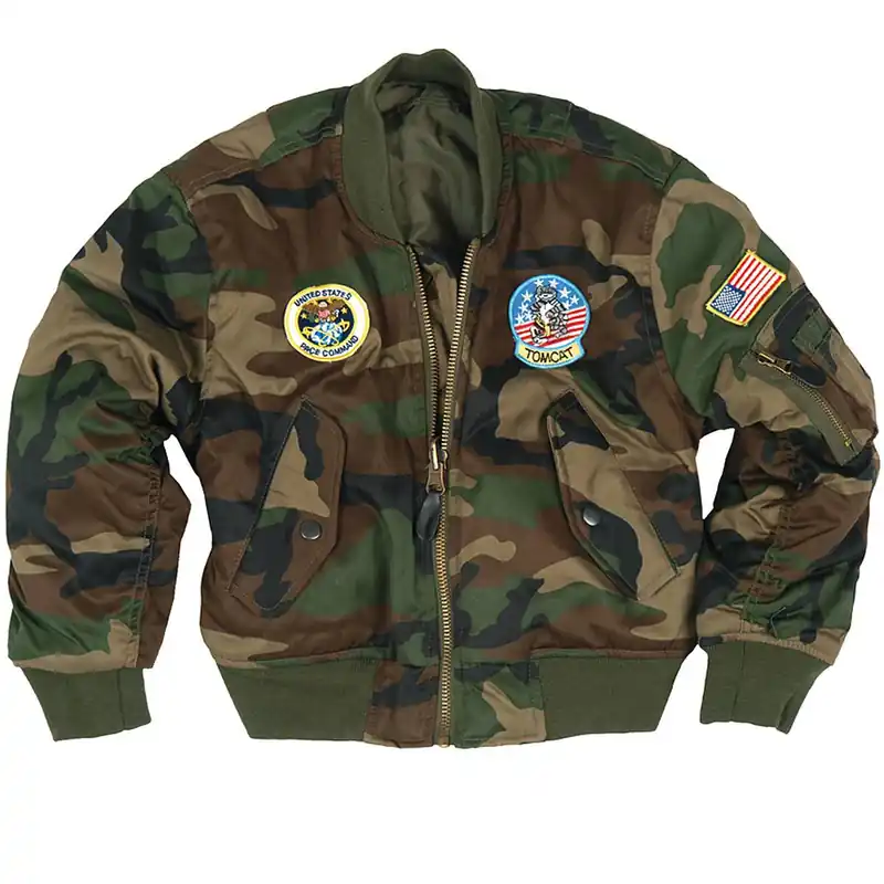Highlight Kinder Fliegerjacke MA1 mit Abzeichen woodland