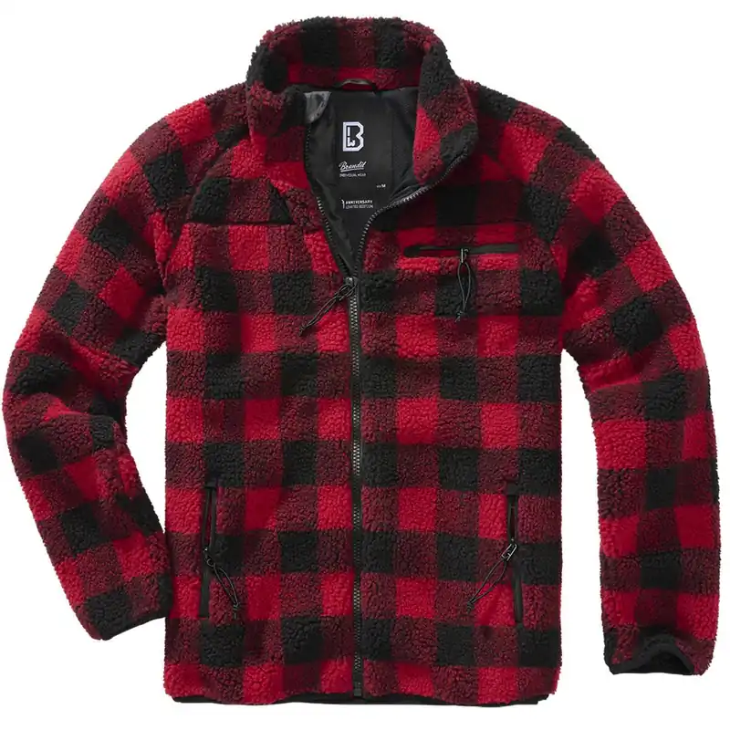 Teddyfleece Jacke rot-schwarz Letzte Chance