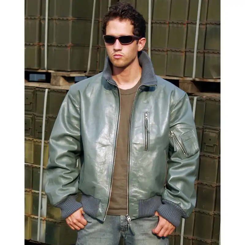 Versand Am Gleichen Tag BW Lederjacke Flieger grau