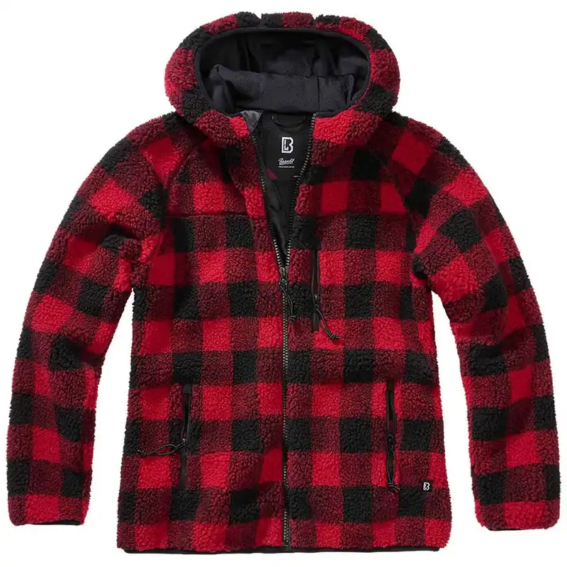 Ladies Teddyfleece Jacke rot-schwarz Markenprodukt