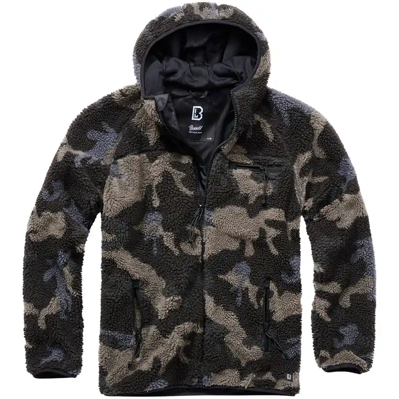 Teddyfleece Worker Jacke mit Kapuze darkcamo Heißes Angebot