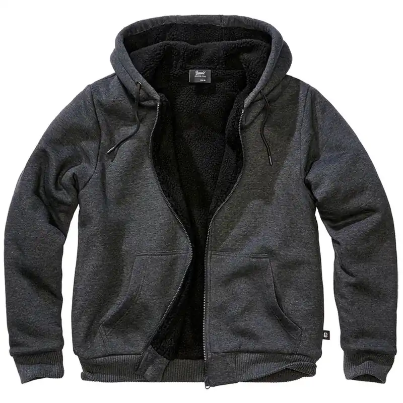 Neu Im Sortiment Sweatjacke mit Teddyfutter schwarz-melange