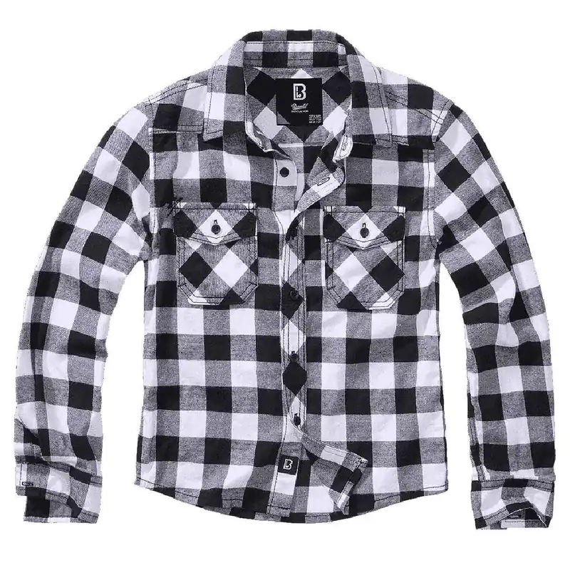 Kinder Checkshirt weiß-schwarz Rabatt
