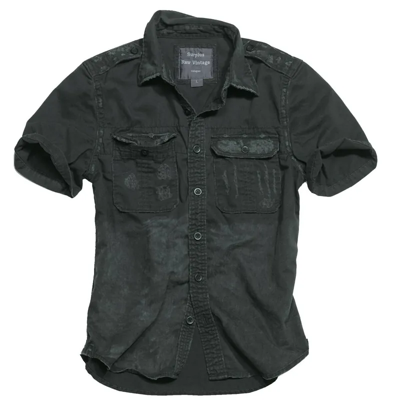 Beliebt SURPLUS Raw Vintage Shirt kurzarm schwarz