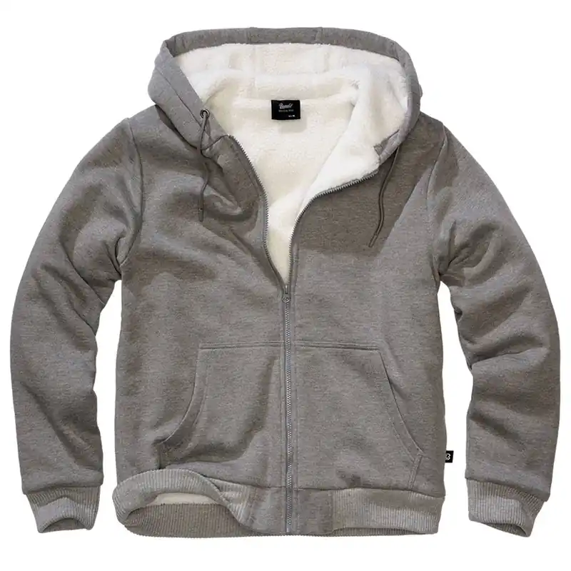 Ausverkauf Sweatjacke mit Teddyfutter dunkelgrau-melange