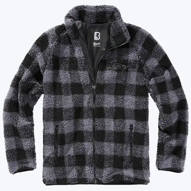 Teddyfleece Jacke schwarz-grau Zertifiziert
