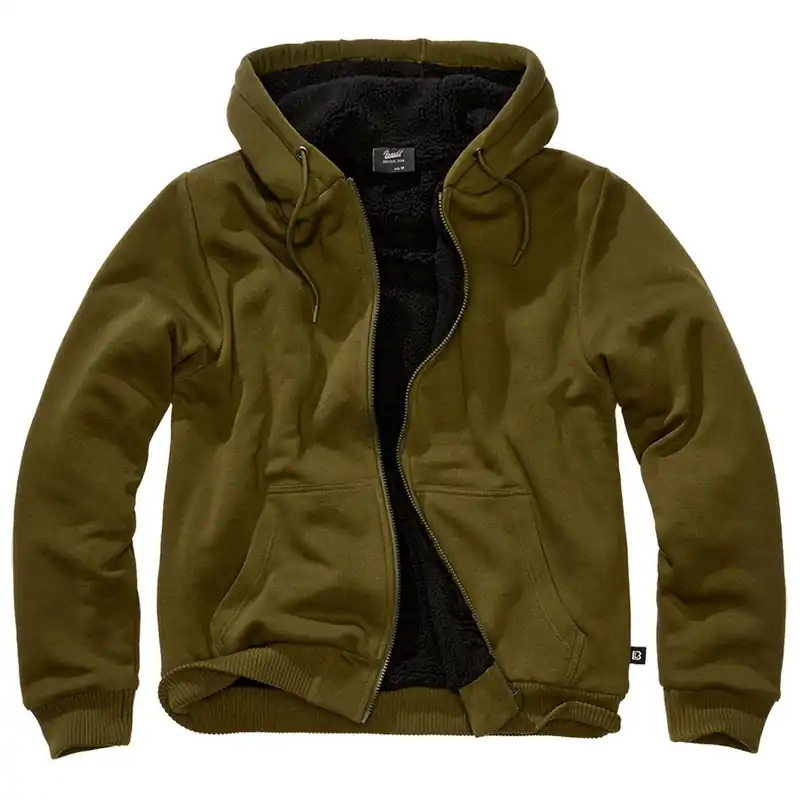 Highlight Sweatjacke mit Teddyfutter oliv
