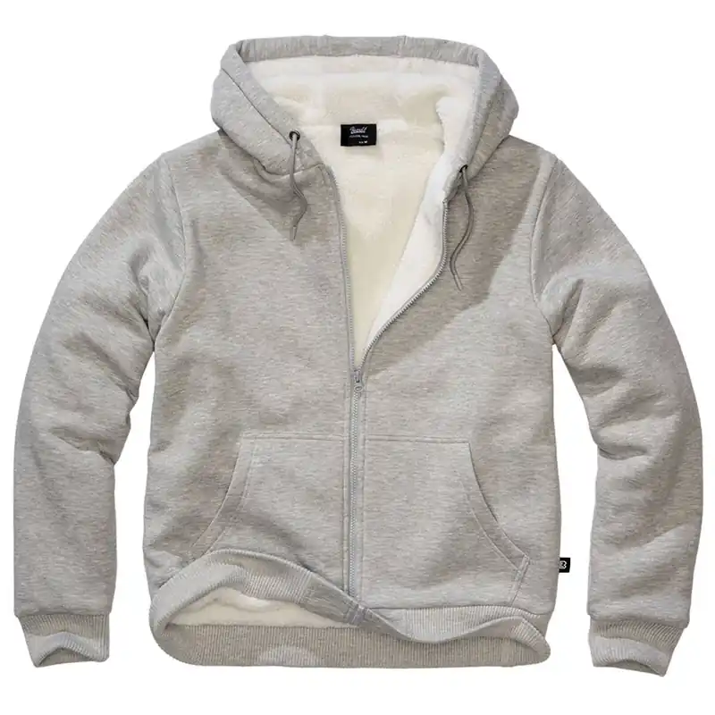 Markenprodukt Sweatjacke mit Teddyfutter grau-melange