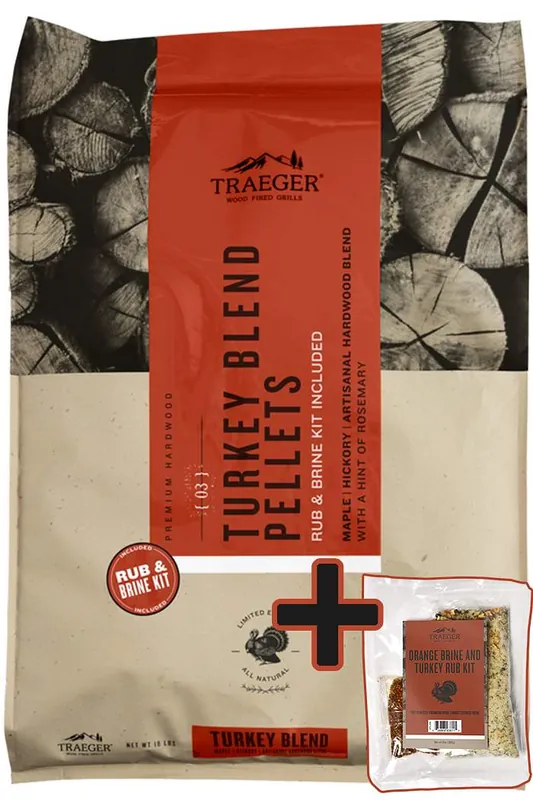 Traeger Hartholz Pellets Putenmischung 8 kg + Rub-Kit Ausverkauf
