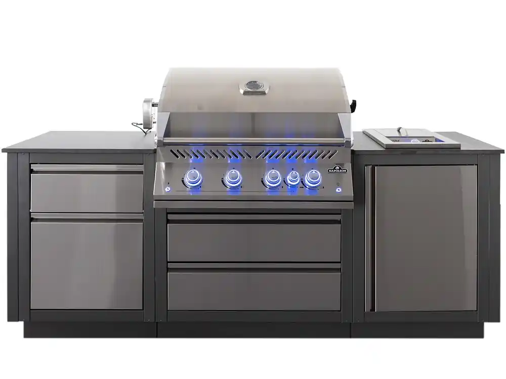 Mega-Angebot Napoleon Outdoorküche OASIS Compact 105 mit BIG32 & Einbau Sizzle Zone
