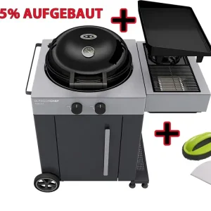 Preisknaller OUTDOORCHEF AROSA 570 G GREY STEEL INKL. BLAZING-/COOKING ZONE + PLANCHA + REINIGUNGSSET