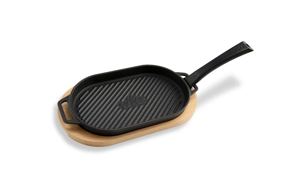 Witt Pizza Bratpfanne Gusseisen Grizzler Pan geriffelt mit Holzbrett 30x16 cm Bestseller