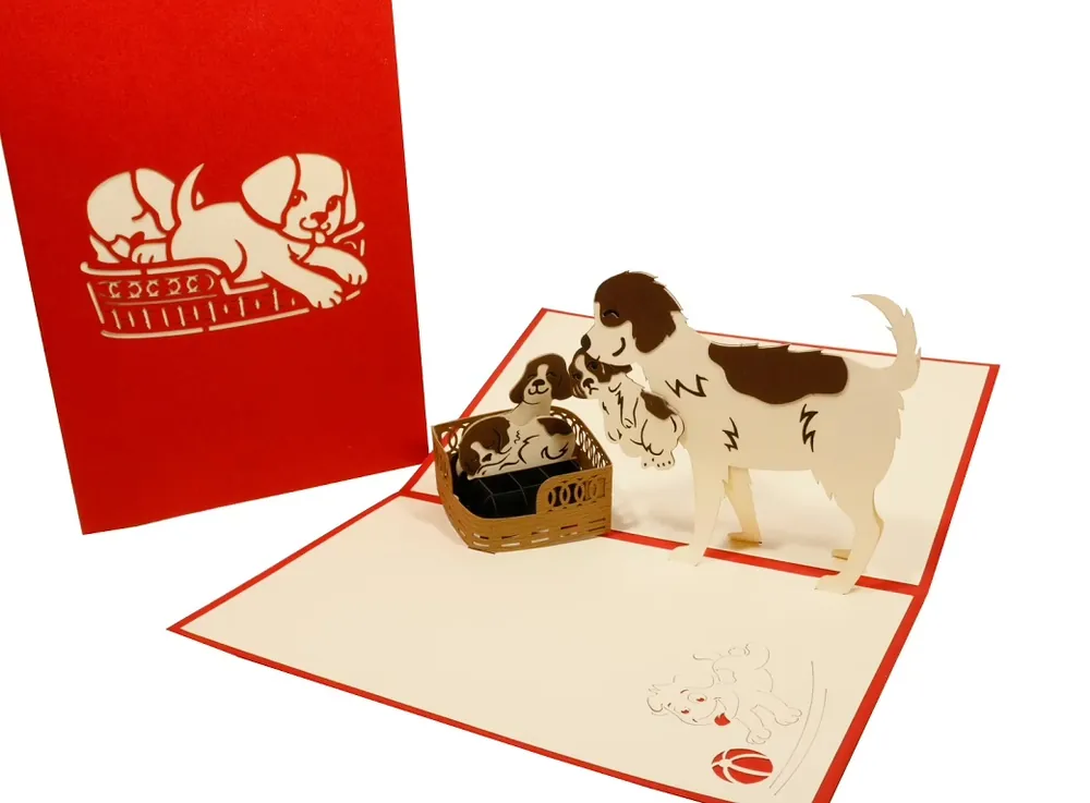 Knallerangebot design3Dkarten Hundefamilie Grußkarte